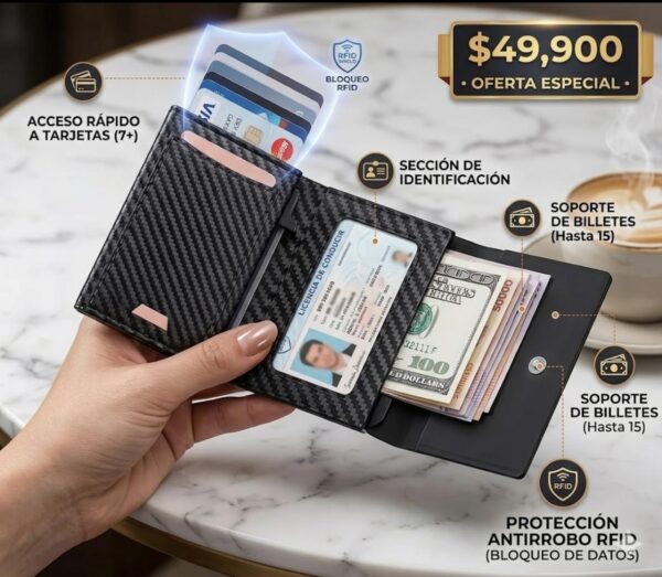 Billetera profesional optimizada protección RFID elegante